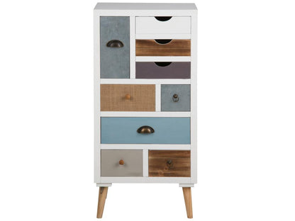 Thames Commode blanche avec 9 tiroirs de couleurs différentes- Livrée complètement montée. FGWF81718