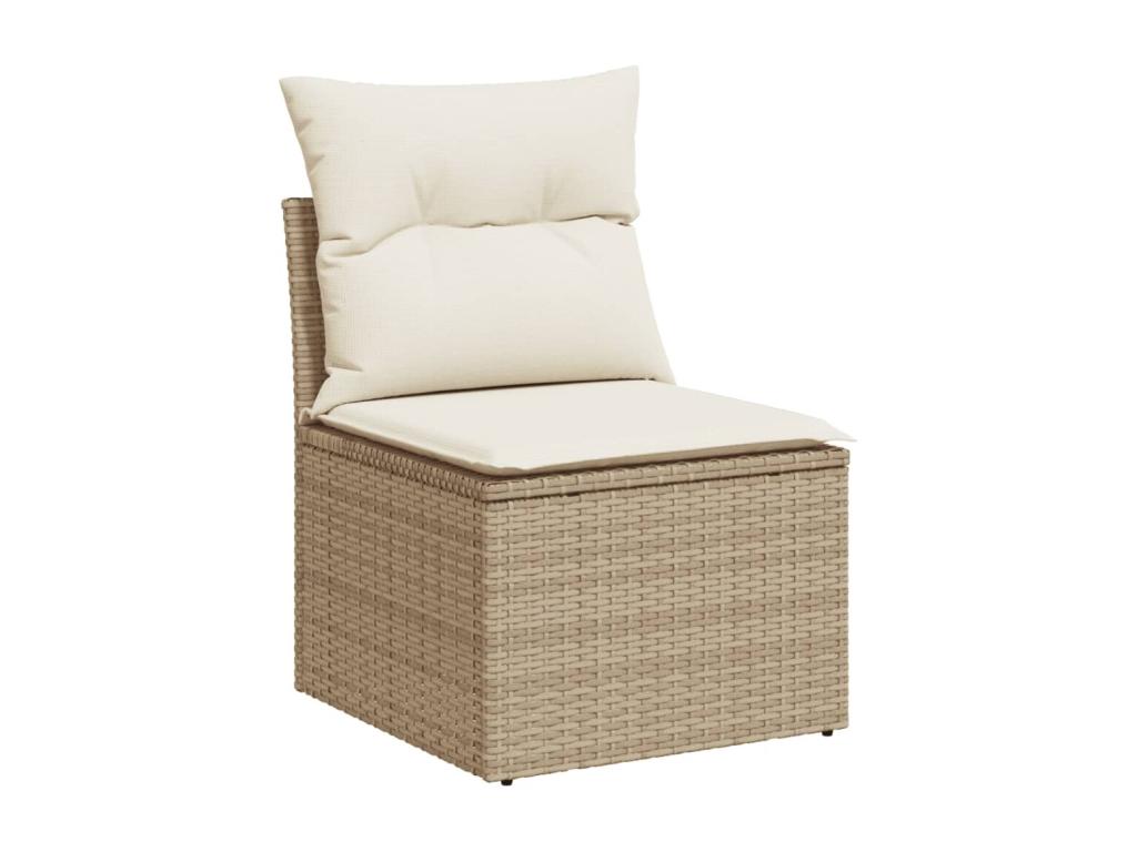 Salon de jardin avec coussins 6 pcs beige résine tressée OKQP61298