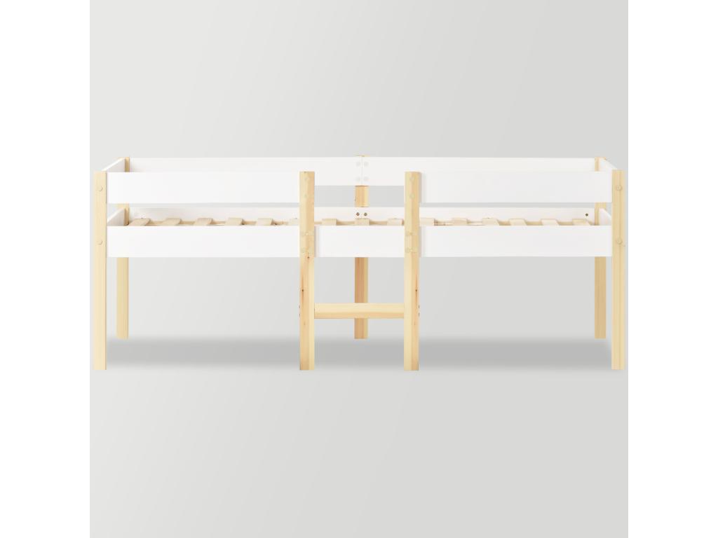 Lit Bébé Avec Protection Antichute En Bois Massif - 90x200 cm - Blanc ICAH54282