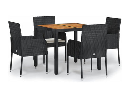 Mobilier à dîner de jardin et coussins 5 pièces Noir Résine tressée MZJU08122