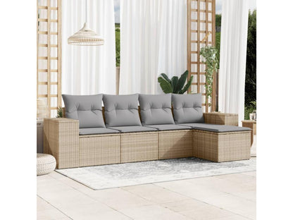 Salon de jardin avec coussins 5 pcs beige résine tressée KLZW88732