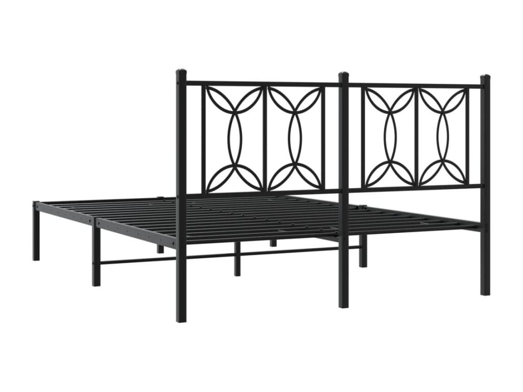 Cadre de lit métal sans matelas avec tête de lit noir 140x200cm ULVA78823