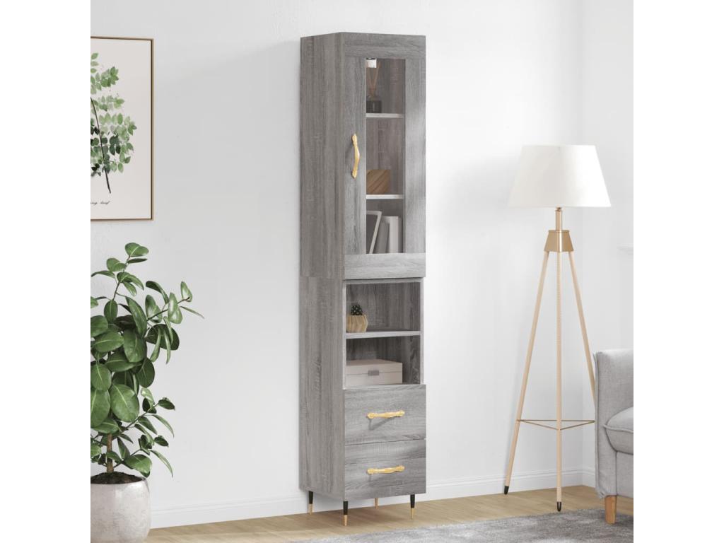 Buffet haut Ventoriq gris 34.5x34x180 cm Bois d'ingénierie ERZY48391
