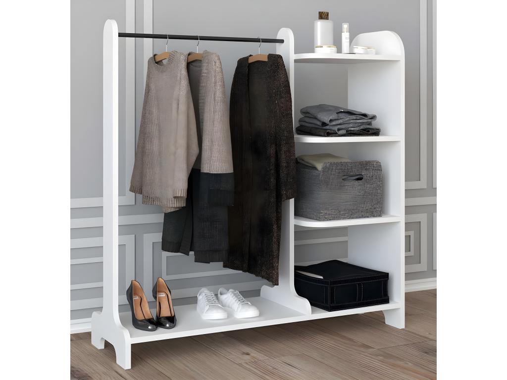 Ventoriq Bois Armoire ouverte dressing Armoire barre de penderie Lempu H- 110 cm Blanc QWLL12736