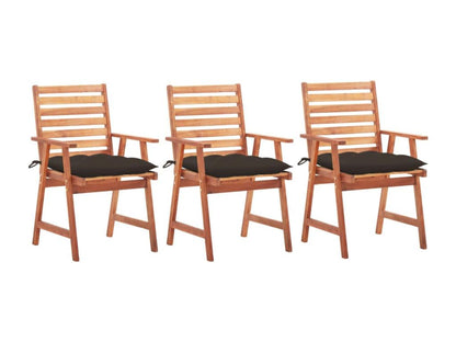 Chaises à dîner d'extérieur 3 pièces avec coussins Ventoriq massif IWMY19645