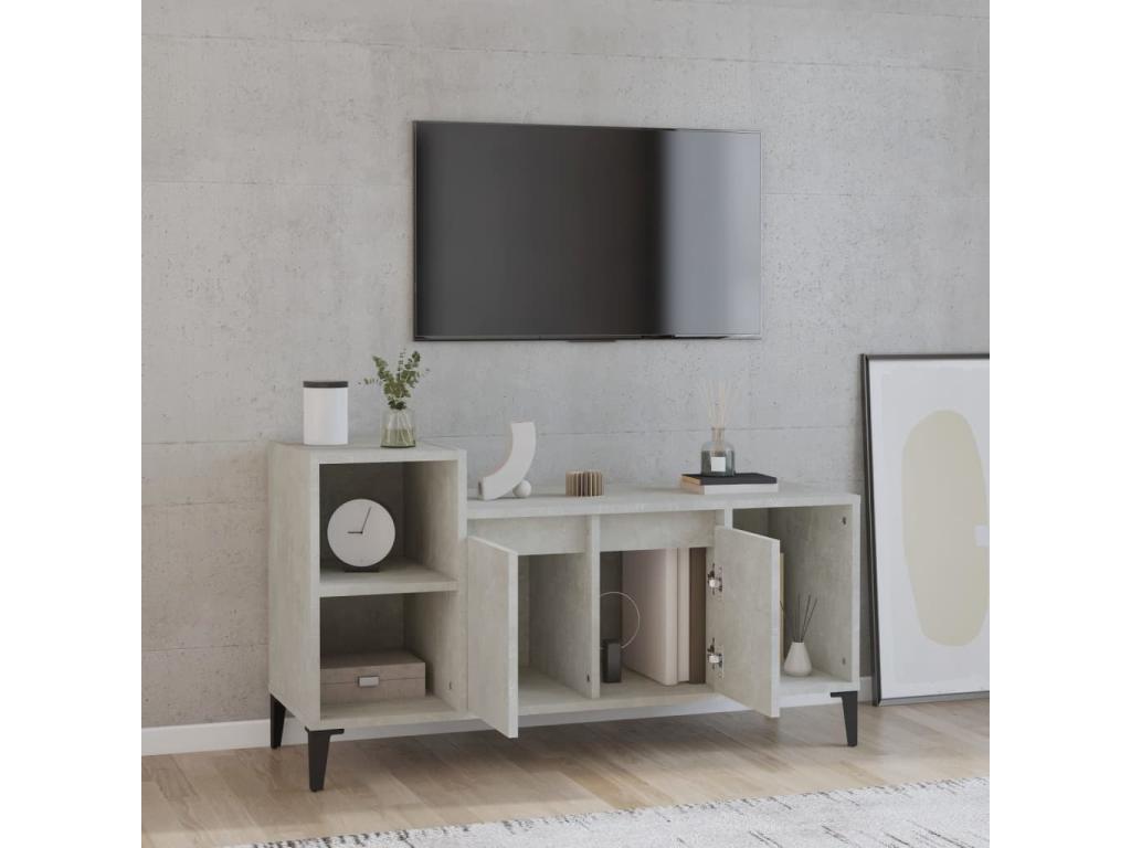 Meuble TV Gris béton 100x35x55 cm Bois d'ingénierie LLHV31143