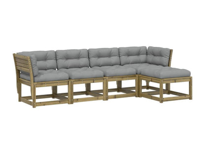 Salon de jardin 5 pcs avec coussins bois de pin imprégné AEAN49579