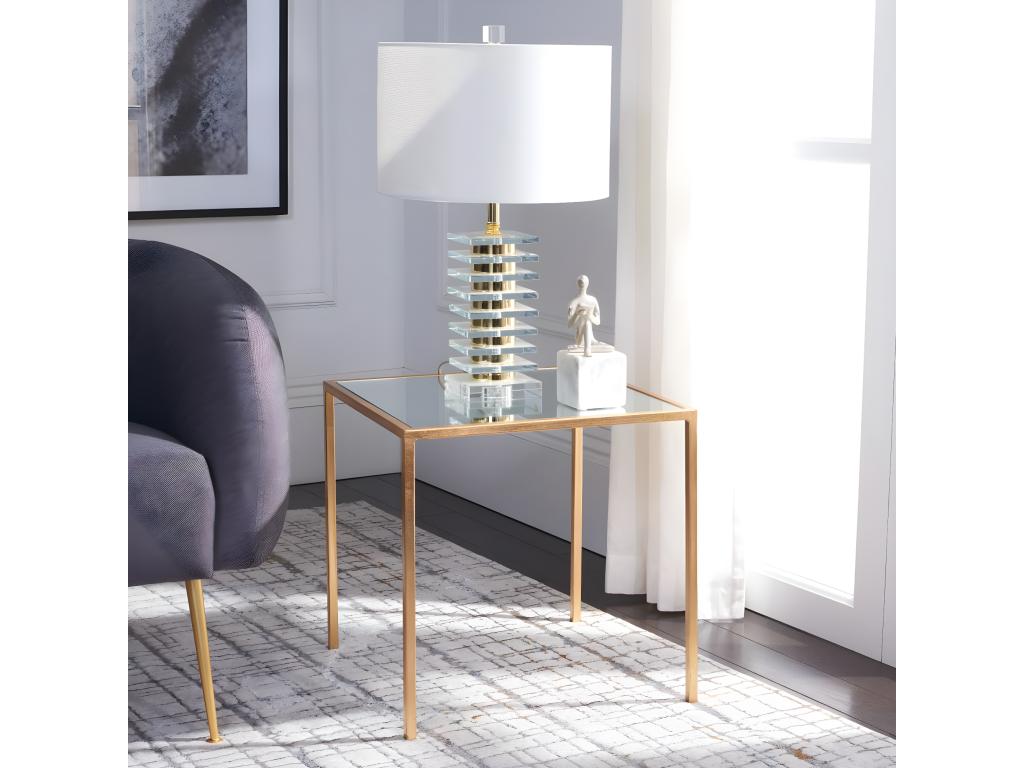 Table d'appoint Or et miroir 46x46x45.97 cm - Ventoriq JMRO44585