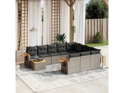 Salon de jardin 11 pcs avec coussins gris résine tressée LBFF72445