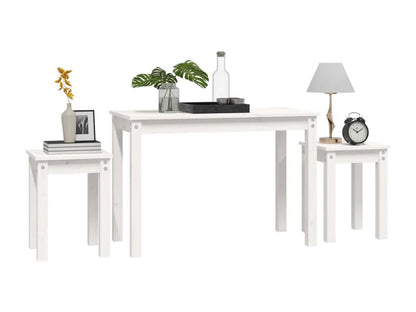 Tables gigognes 3 pcs Blanc Bois de pin massif FZMX97561