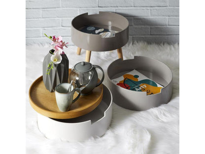 Table de Chevet / Coffre 3 Niveaux 55cm Gris IRVI95175