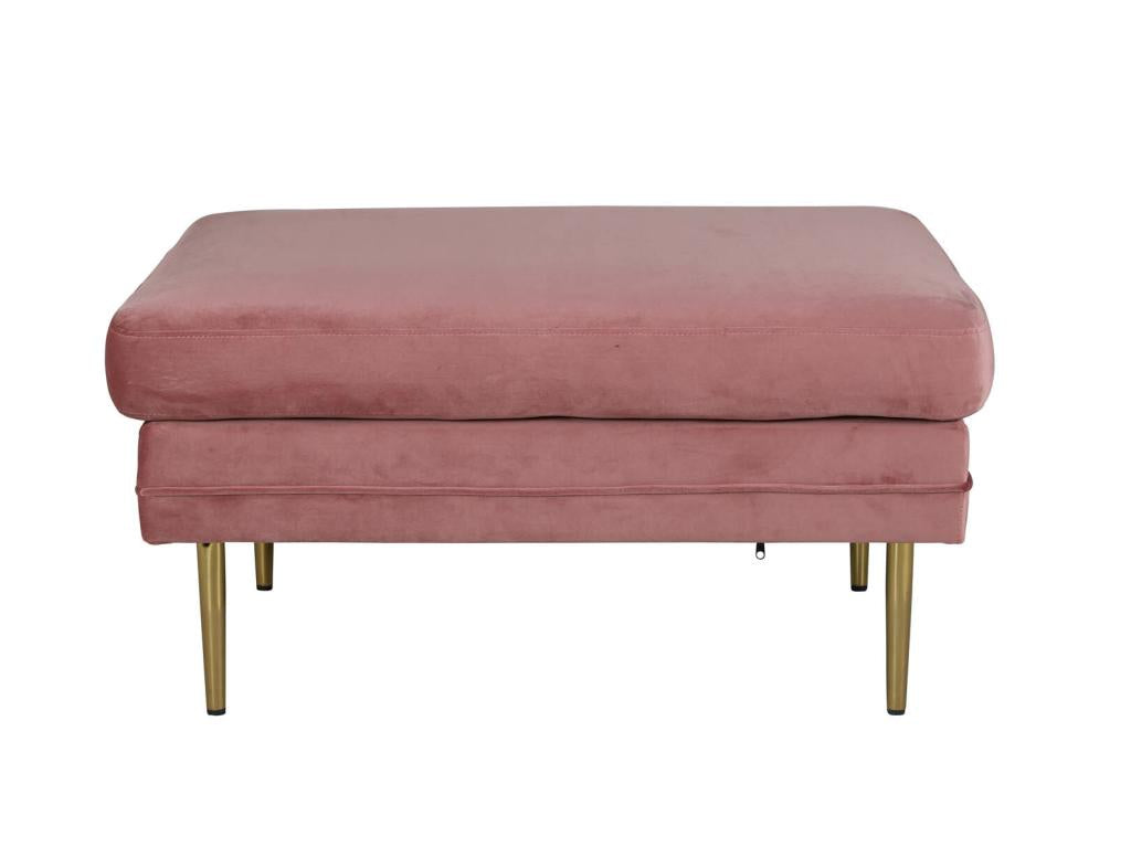 Ventoriq pouf repose-pieds velours laiton rose. WESZ21179