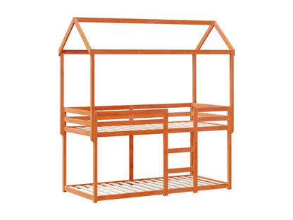 Lit superposé avec toit cire marron 75x190cm bois massif de pin PIKM07638