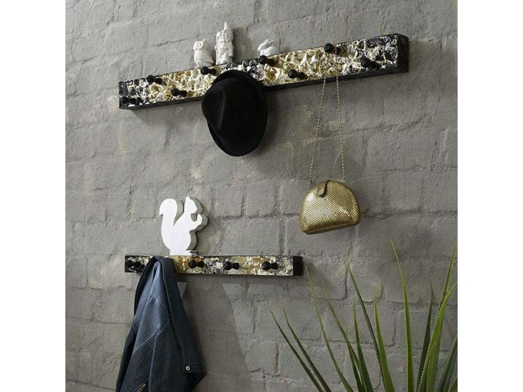 Ventoriqère Murale Design 5 Crochets 75cm Noir / Or PJXV70216