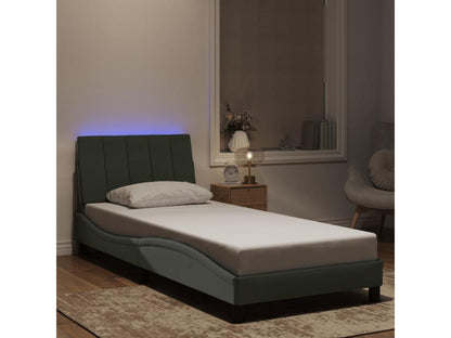 Cadre de lit avec LED sans matelas gris clair 90x200 cm velours HWTG97456