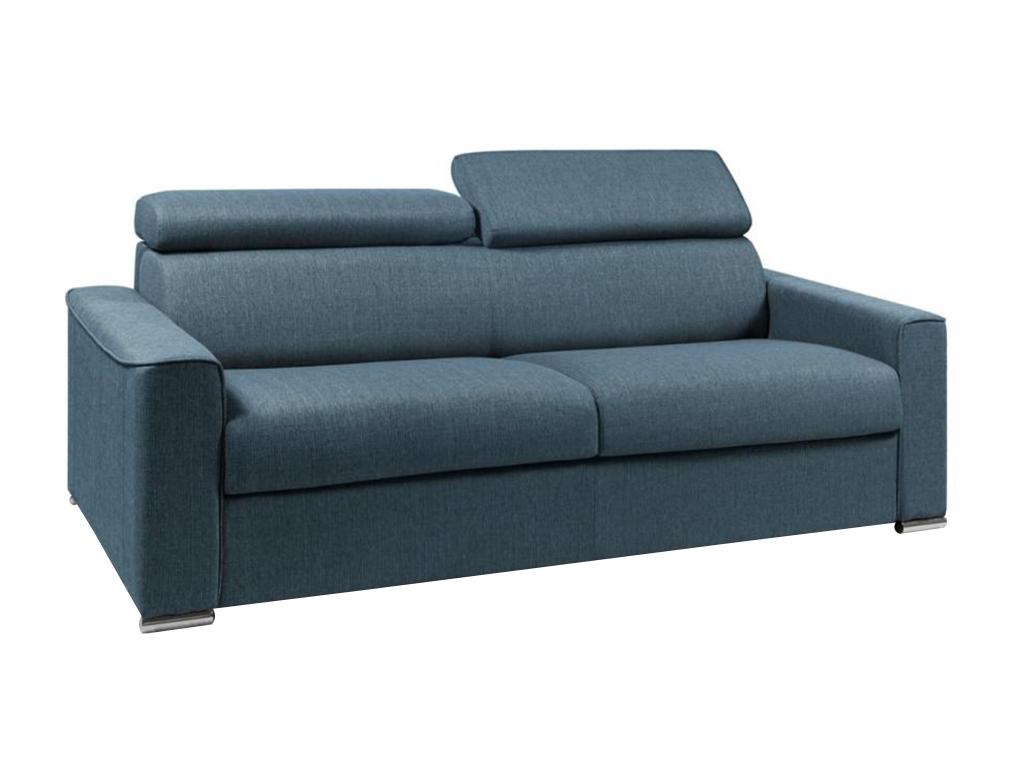 Canapé 4 places convertible express en tissu bleu - couchage Ventoriq larges 160 cm - Matelas 14 cm avec mémoire de forme Ventoriq FZDG39864