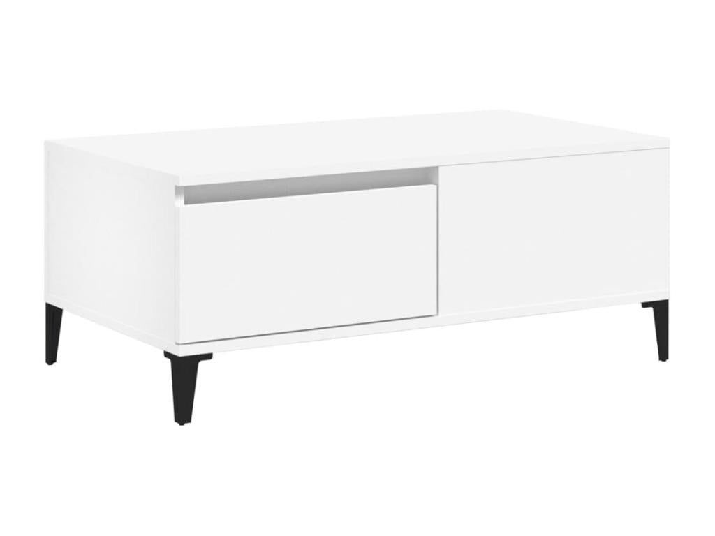 Table basse Blanc 90x50x36.5 cm Bois d'ingénierie QXWB76781