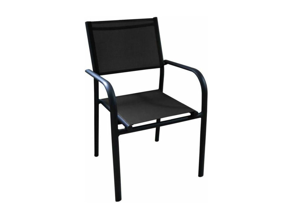 Fauteuil en aluminium Ventoriq Lot de 6 Graphite et noir EEYO91019