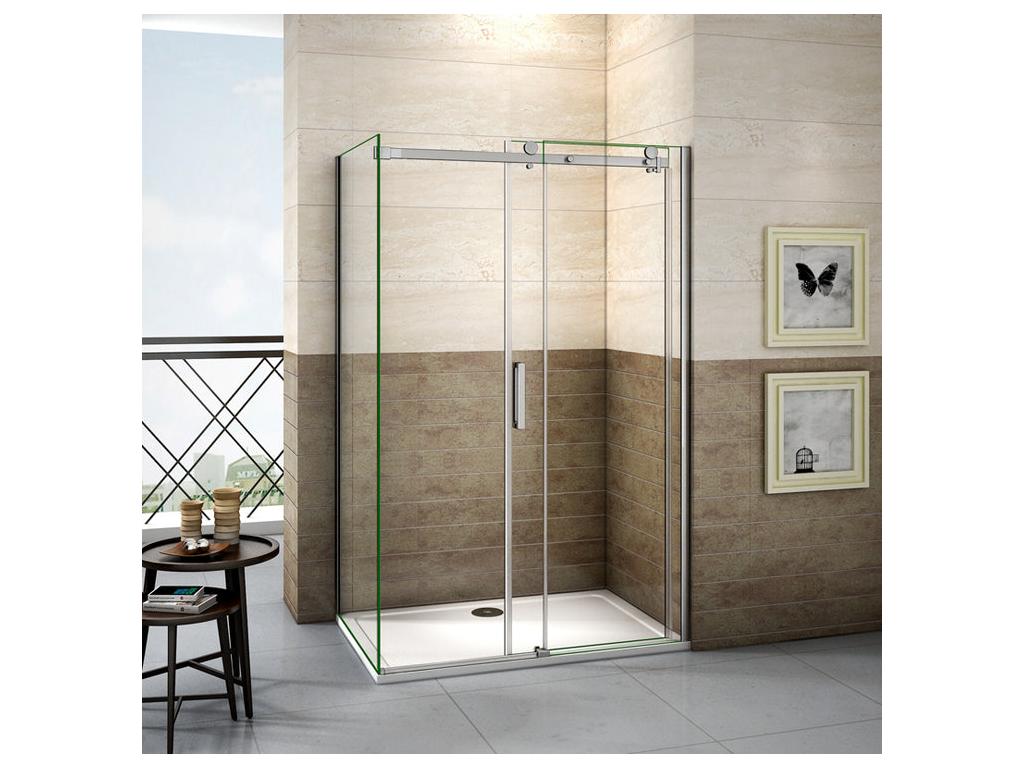 Cabine de douche coulissante 130x90x195cm porte de douche 130cm paroi latérale Hauteur 195cm verre 8mm anticalcaire TLNB55279