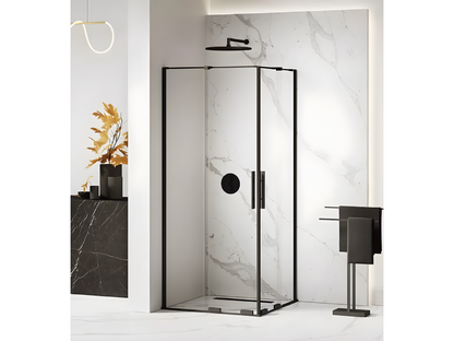 Cabine de douche 80x120 cm coulissante CANARIES NOIR noir acces d'angle GRMX78886