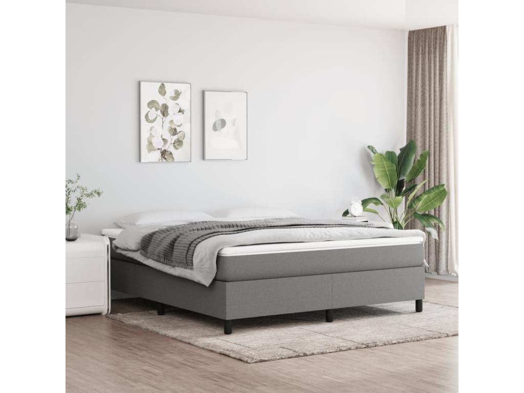 Cadre de lit sans matelas gris foncé 180x200 cm tissu IBIK82502