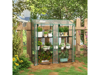 Mini serre de jardin 3 niveaux 2 portes 6 étagères DXKU06547