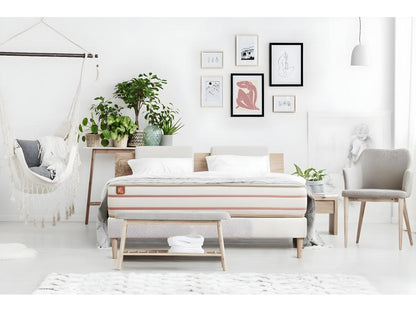 Ensemble LE DOUX 90x200cm Mémoire de forme 3 zones de confort - Ep- 24cm sommier Blanc VBTL47472