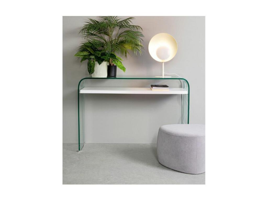 Console courbée verre transparent avec 1 niche Ventoriq 110cm TZCS49420