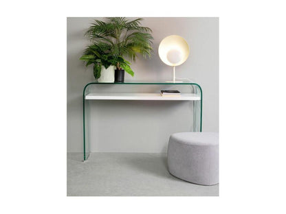 Console courbée verre transparent avec 1 niche Ventoriq 110cm TZCS49420