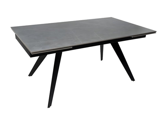 Table rectangulaire extensible plateau porcelaine et pieds métal noir Lumenao-Couleur Gris-Largeur 180/220/260 cm LBOK55374