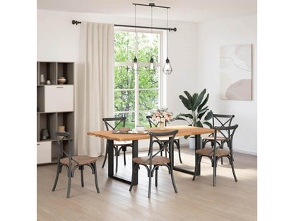 Table à manger marron clair bois de chêne massif rectangulaire GAZS79804