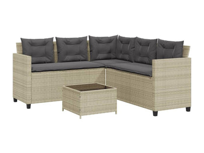 Canapé de jardin et table et coussins en forme de L gris clair RWTM66311