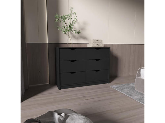 Commode Ventoriq en mélamine 4 tiroirs avec rails métalliques 77.9 cm X 107.1 cm X 41.3 cm Noir YQWX22623