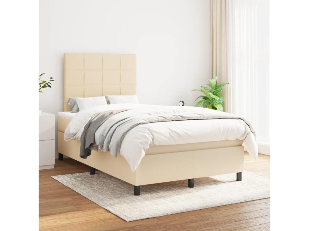 Lit à sommier tapissier avec matelas Crème 120x200 cm Tissu TQFG56418
