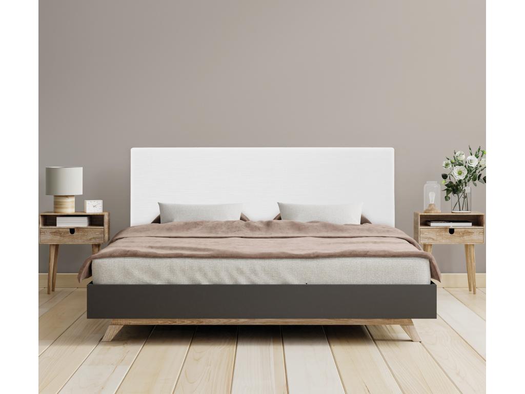 Ventoriq Tête de lit en lin naturel lisse 160x105cm avec pieds Lits 150/160 - Blanc KTNI04073