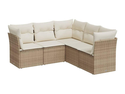 Salon de jardin avec coussins 5 pcs beige résine tressée UQIX33382