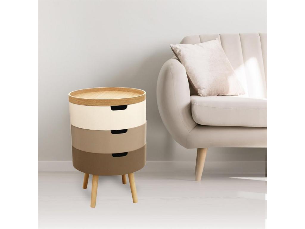 Table de Chevet / Coffre 3 Niveaux 55cm Gris IRVI95175