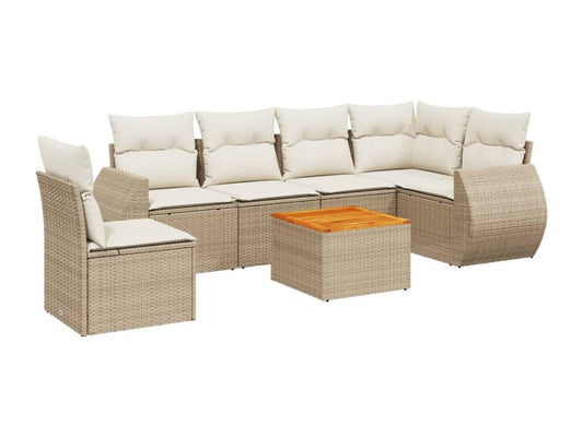 Salon de jardin avec coussins 7 pièces beige résine tressée YGXX25344