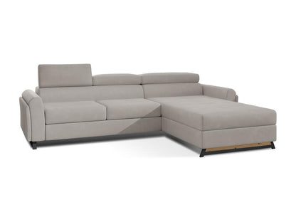 Canapé angle droit convertible velours beige clair avec appuis-tête réglables Ventoriq 300cm SJJR49906