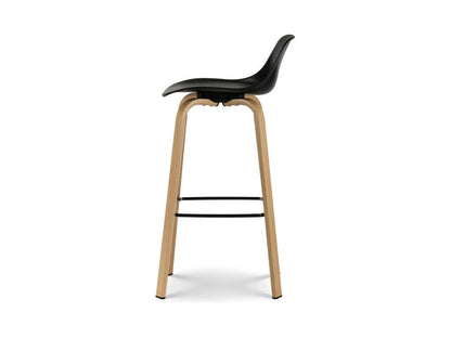 Tabouret de bar noir style scandinave avec pieds effet bois en métal - Hauteur 76cm ICWL56231