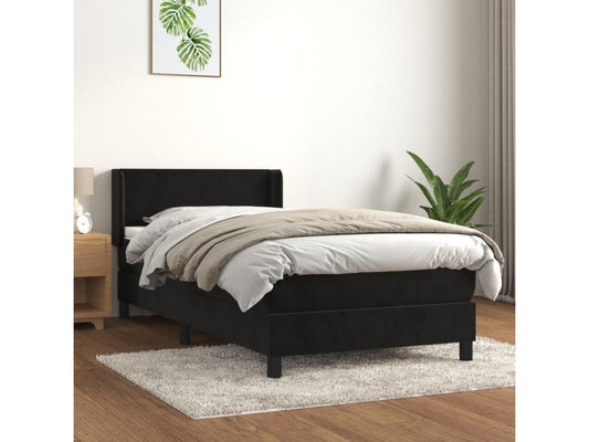 Lit à sommier tapissier avec matelas Noir 90x190 cm Velours AQDC68860