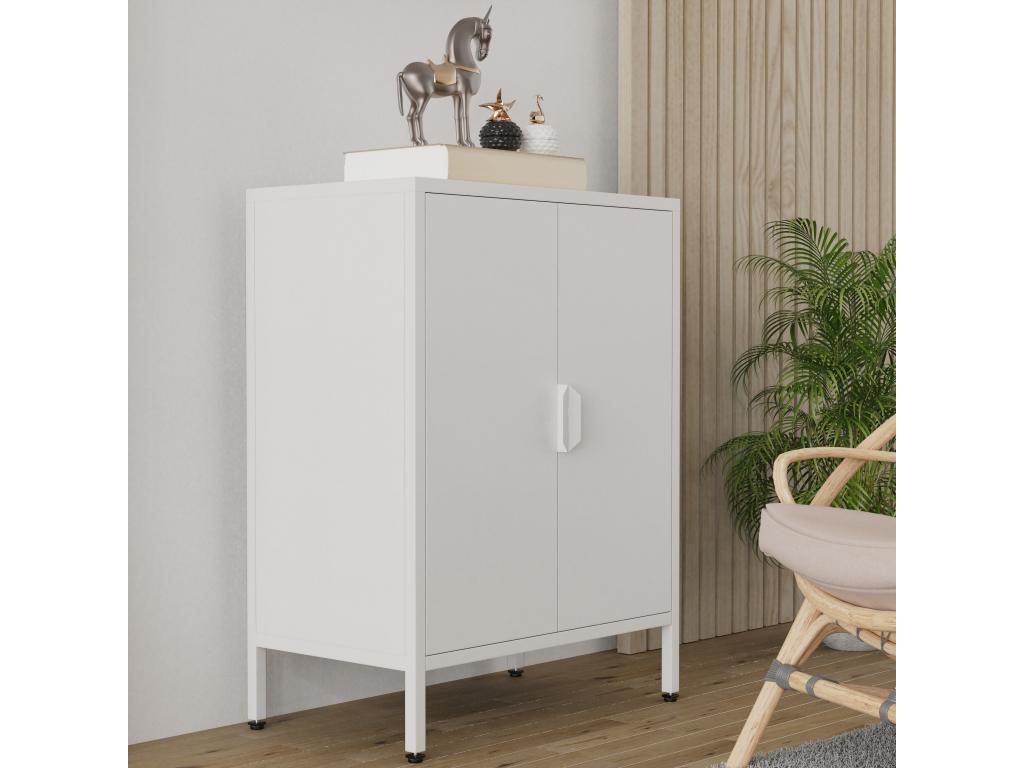 Boislis Commode en bois Buffet Highboard Armoire à portes battantes Flokas S Blanc  MKVB93186