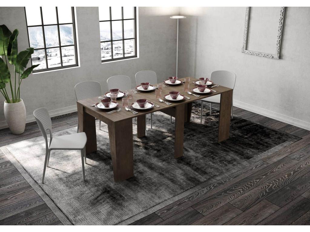 Console extensible 90x48/308 cm Ventoriq noyer SLBQ81923