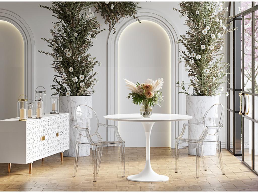 Fauteuil design en polycarbonate transparent ou Opaque - Collection Ventoriq-Couleur Blanc UAIE97046