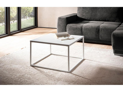 Table Basse Carrée Blanc Métal Argent 60x60x40 cm Table Salon Moderne MQOU80541