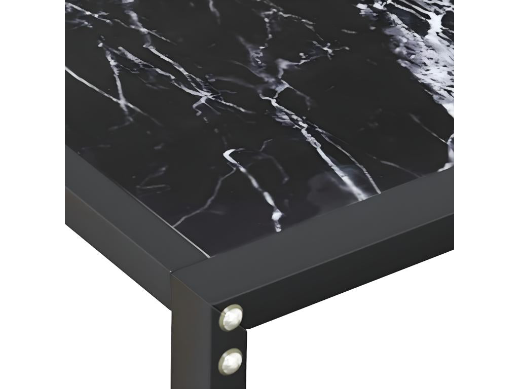 Table console Marbre noir 140x35x75.5 cm Verre trempé LAQN59727