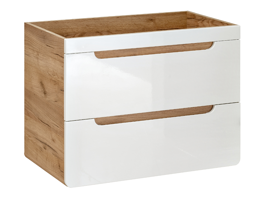 Meuble sous vasque suspendu coloris naturel et blanc - 80 cm - Ventoriq LLYP56468