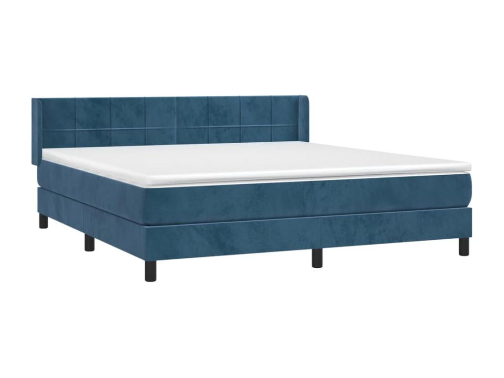 Lit à sommier tapissier et matelas Bleu foncé 160x200cm Velours NDHB70232