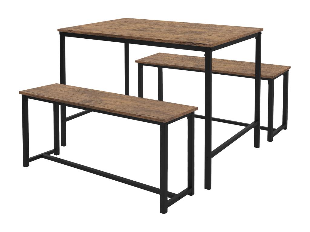 3 Pièces meubles de salle à manger cuisine 1 table 2 banquettes chêne rustique KEUS32663