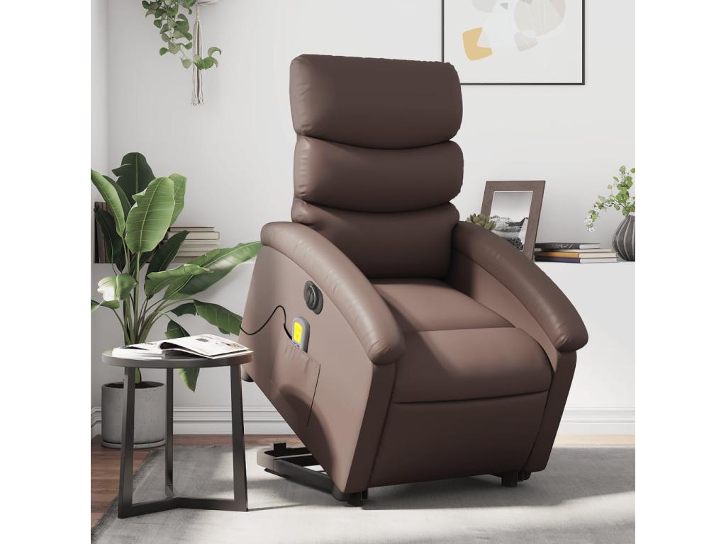 Fauteuil inclinable de massage électrique marron similicuir HOCG80724